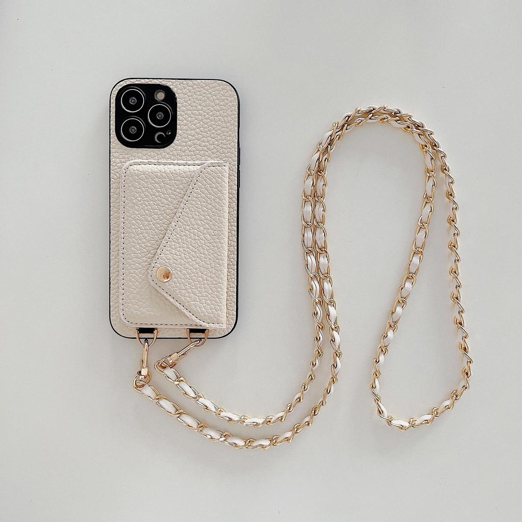 Custodia per Telefono Porta Carte a Tracolla con Catena per iPhone 15 Pro Max/13/17
