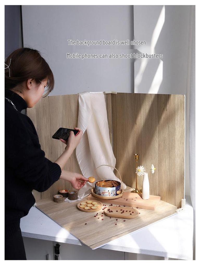 Retro Window Cake Baking Photography Background Board - Wood Grain Props for Studio Scenes