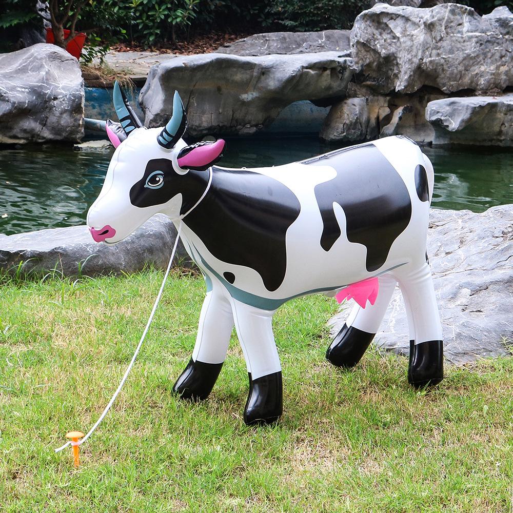 Figure di animali mucca gonfiabili in PVC, decorazioni per feste in fattoria