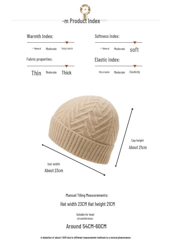 Kang Sai Ni Women's 100% Pure Cashmere Knitted Hat – Warm, Thick, and Perfect for Autumn/Winter Outdoors.