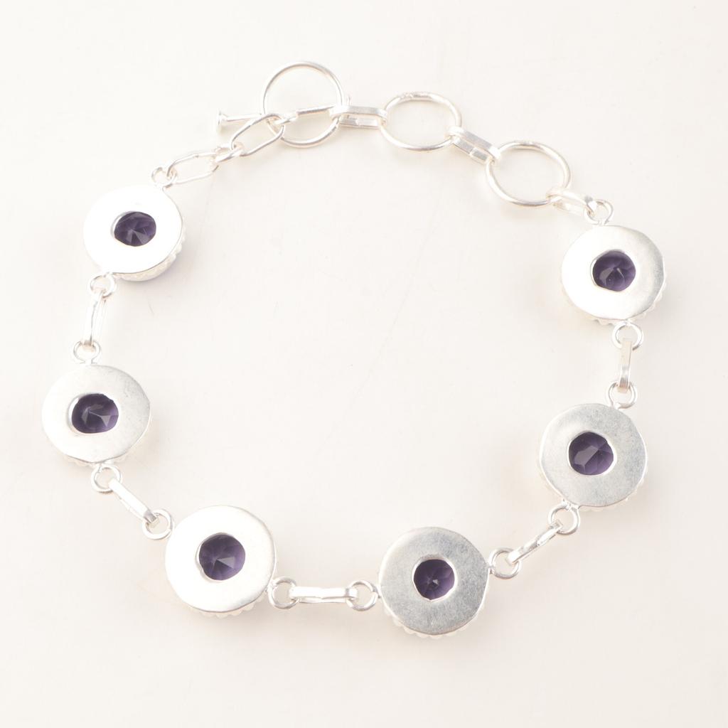 Iolite Gemstone 925Sterling Silver Women's Jewelry Bracelet 9" Mother's Day Gift RB-9-7