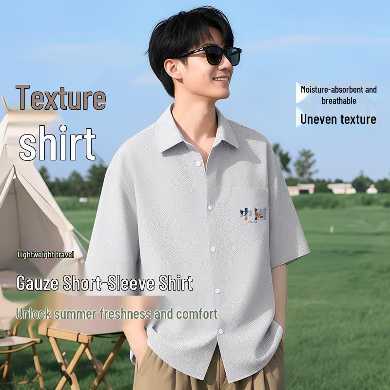 Xuezhongfei Men s National Tide Chinese Character Short-Sleeve Shirt 4XL