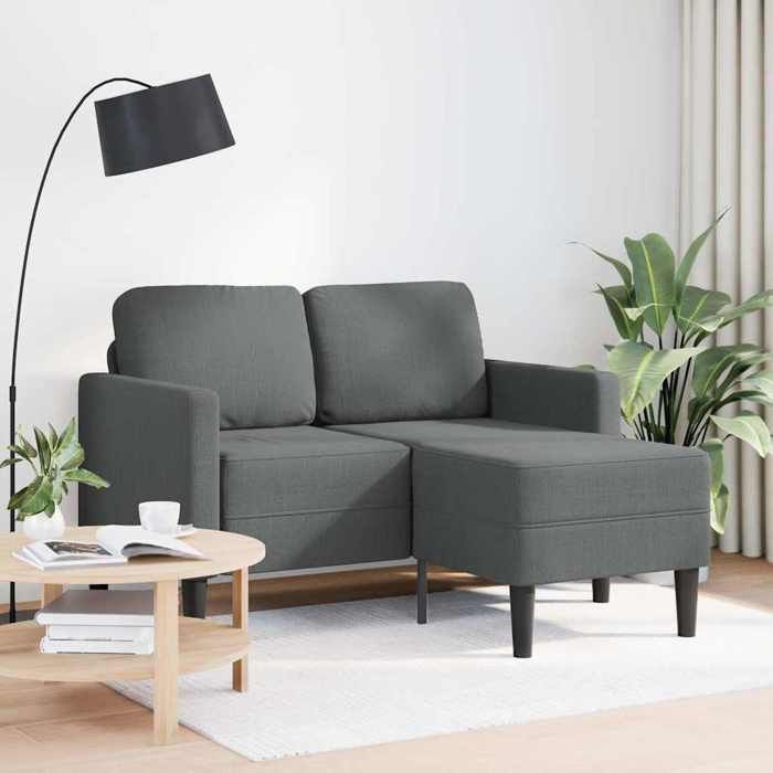 VidaXL 2-seater Sofa with L-shaped Chaise Lounge Dark Grey 125 Cm Fabric, 2-seater Bedroom Sofa, Loveseat, Two-seater Sofa 4107062