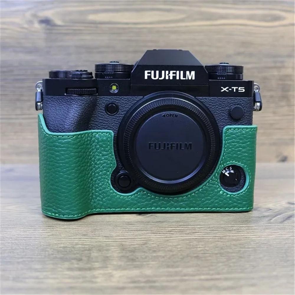 XT5 Genuine Leather Camera Half Case for Fujifilm XT5 Fuji X-T5 Bottom Opening Magnetic Cover