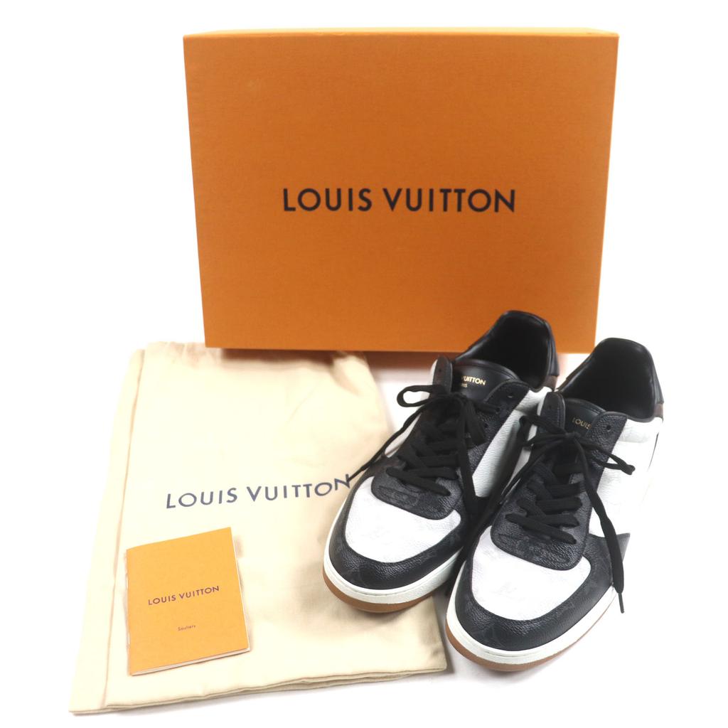Tolle LOUIS VUITTON Low-Cut-Sneakers Linie Rivoli Schwarz weiß braun Monogramm Herren 7.5 Gebraucht
