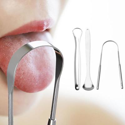 Tongue Scraper Set Tongue Brush Tongue Cleaner Tongue Toothbrush Reusable Portable Stainless Steel Fresh Breath Care Tool