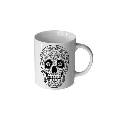 Mug en Céramique - MANIACASE - Black Sugar Candy Skull - 30cl - Compatible Lave-Vaisselle - Blanc
