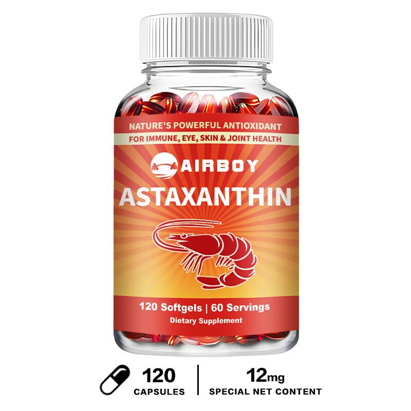 Natural astaxanthin soft capsules, 12mg astaxanthin extract, immune support, suitable for both men and women. 120*1