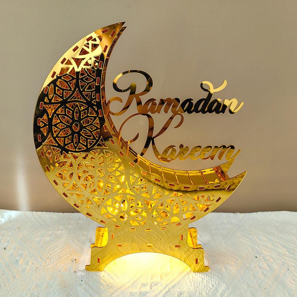 Ramadan Eid Mubarak Acrylic Moon Light Ornaments Decor Light Table Lamp Decorative