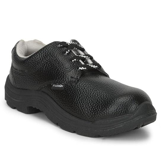 Liberty Freedom VIJYATA-1A Lacing Safety Shoes for Men with PVC Upper | PU Sole | Padded Foam Insole| Shock Absorber | Water Resistance (Black - 5UK)