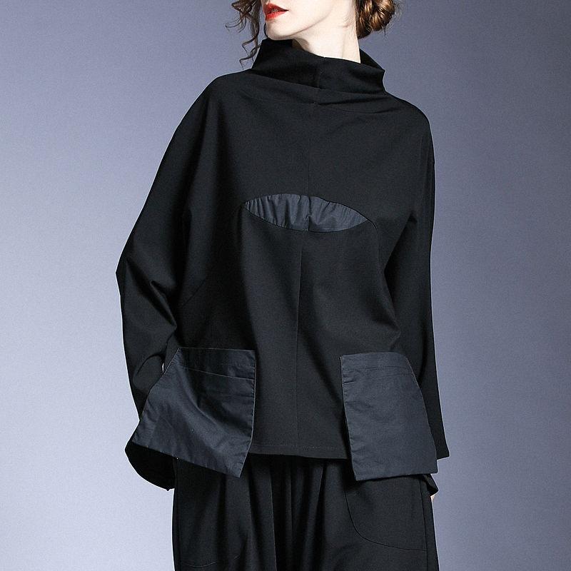 Women's Autumn and Winter Loose High Collar Spliced   Sweatshirt Jacket Casual Top