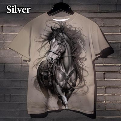 Cool Animal Horse 3D Baskı Tişört Erkek ve Kadın Moda Rahat Eğlence Sokak Harajuku Spor Açık Hava Tişörtü