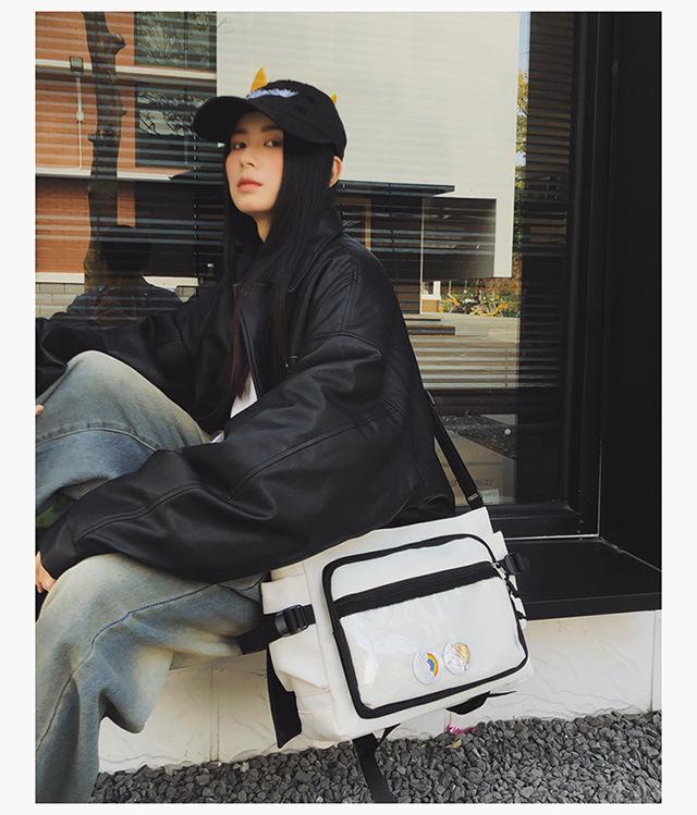 Korean-Style Versatile Messenger Backpack: Trendy Large-Capacity Crossbody for College Students