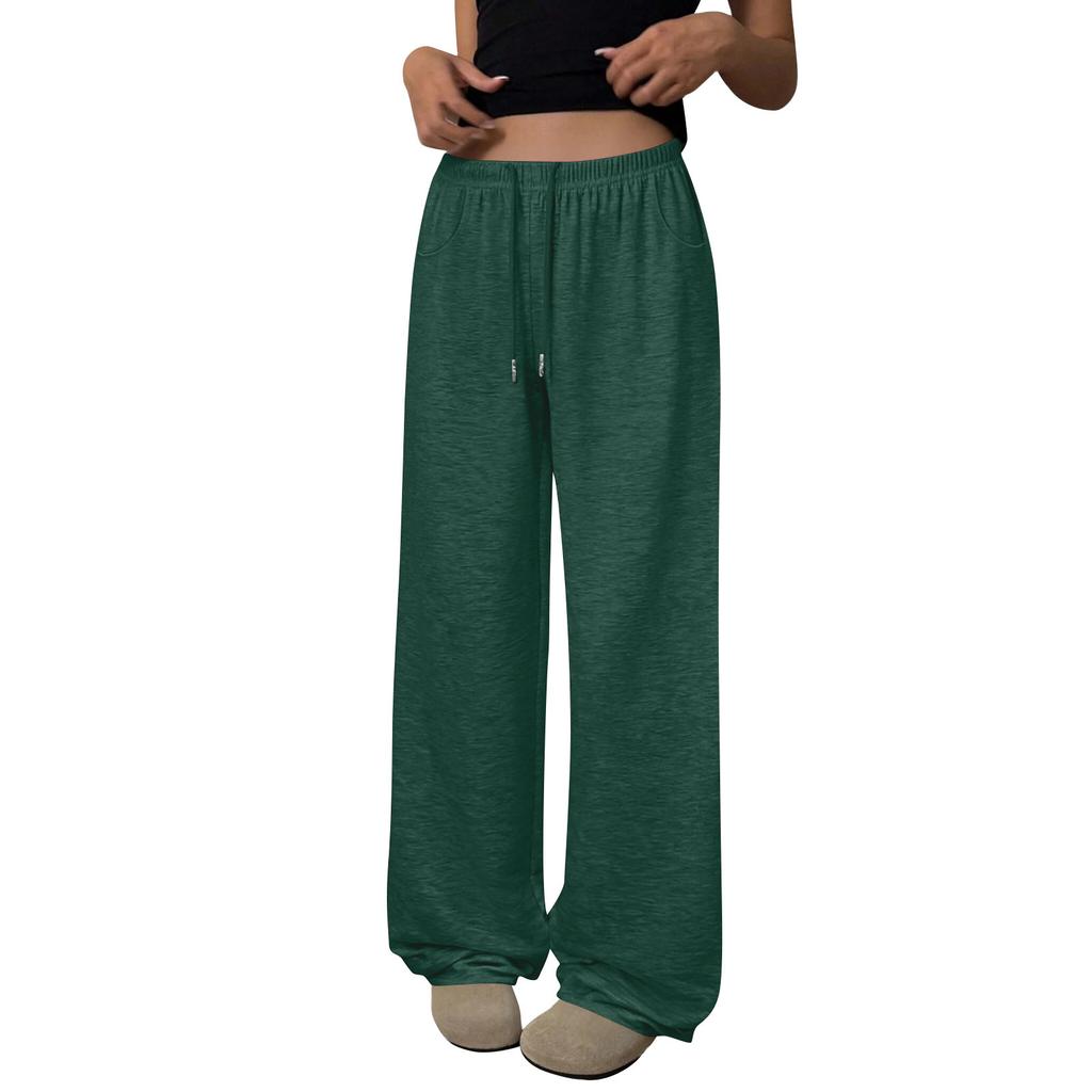 Damen Wide Leg Jogginghose Lockerer Gerader Schnitt mit Taschen für Freizeit und Sport