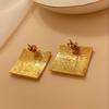 CARLIDANA Stainless Steel Chunky Texture Hoop Earrings Jewelry for Women Gold Plated Huggie Chunky Statement Stud Earrings