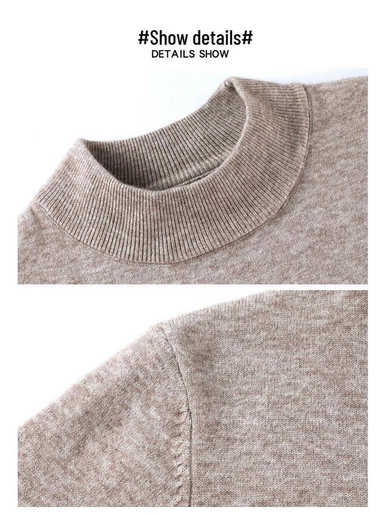 Herren Pullover aus einfarbiger Wolle - Herbst/Winter Halber Rollkragen Lässiger Baselayer