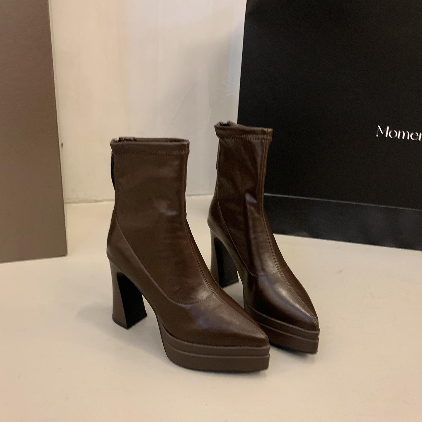 

Night Club Platform High Heel Women Ankle Boots Fashion Party Stripper Female Shoes Winter Pointed Toe Mordern Short Booties 35