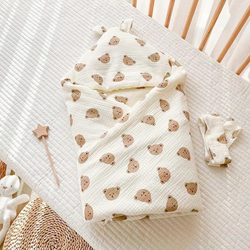 

Spring Autumn Thin Baby Swaddle Blanket Cotton Dimple Fabric Delivery Room Essential 90x90