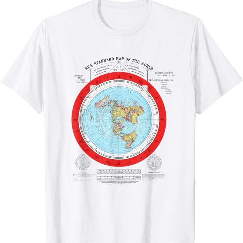 Flat Earth Map T-shirt XL