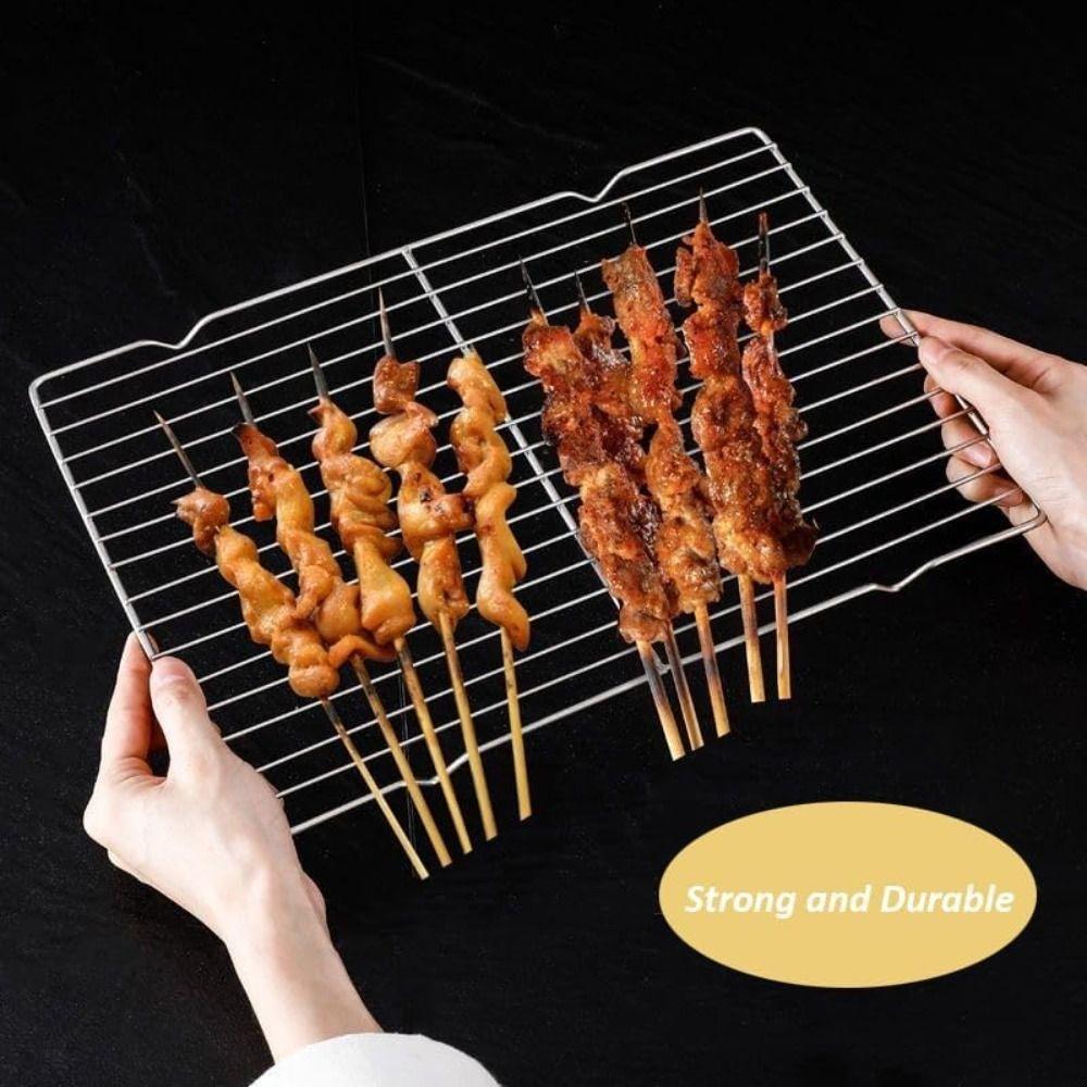New Stainless Steel Cooling Rack Non-stick Silver Baking Tray Barbecue Cooking Mesh Shelf