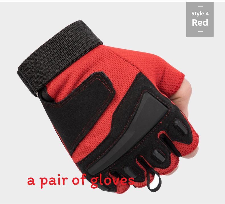 

Military Style Halffinger Gloves With Elastic Material For Cycling And Training Red