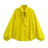 Spring 2025 Women's Loose Casual Bow Drape Lapel Shirt Top