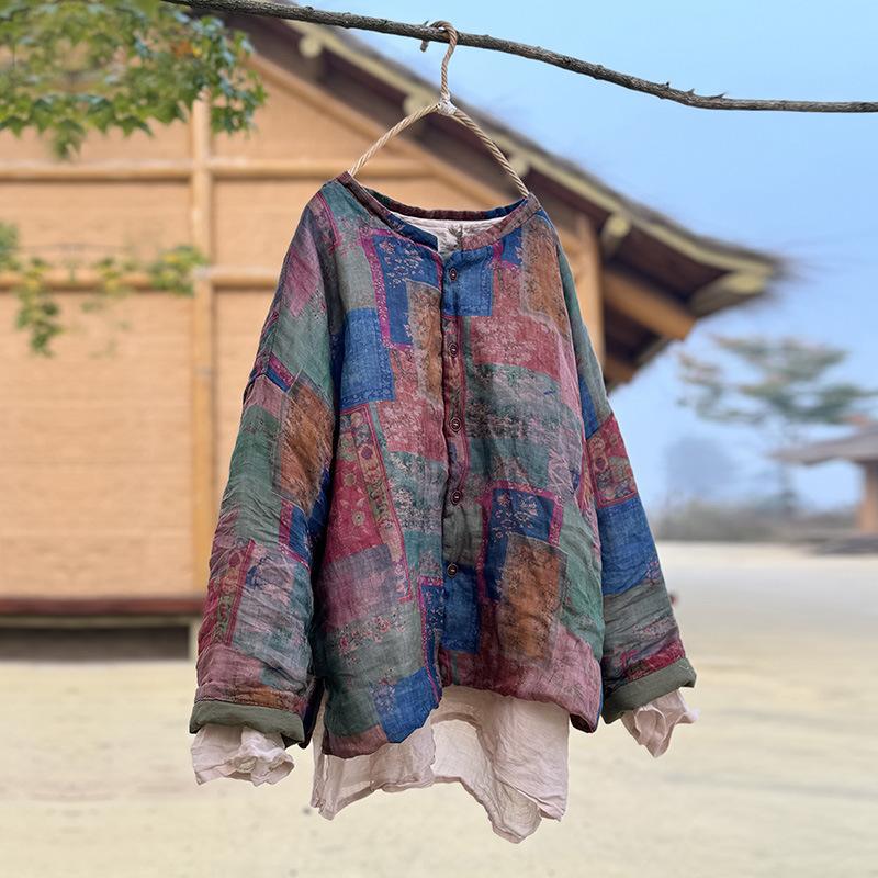 

Johnature Женские зимние винтажные женские пальто с круглым вырезом и длинным рукавом в китайском стиле One Size