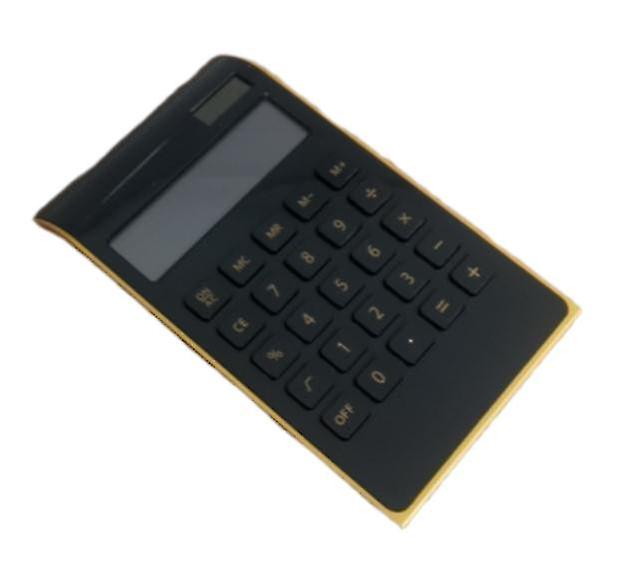 Slim Gold Frame Arithmetic Calculator Solar Dual Power Computer Calculator Colour: Black