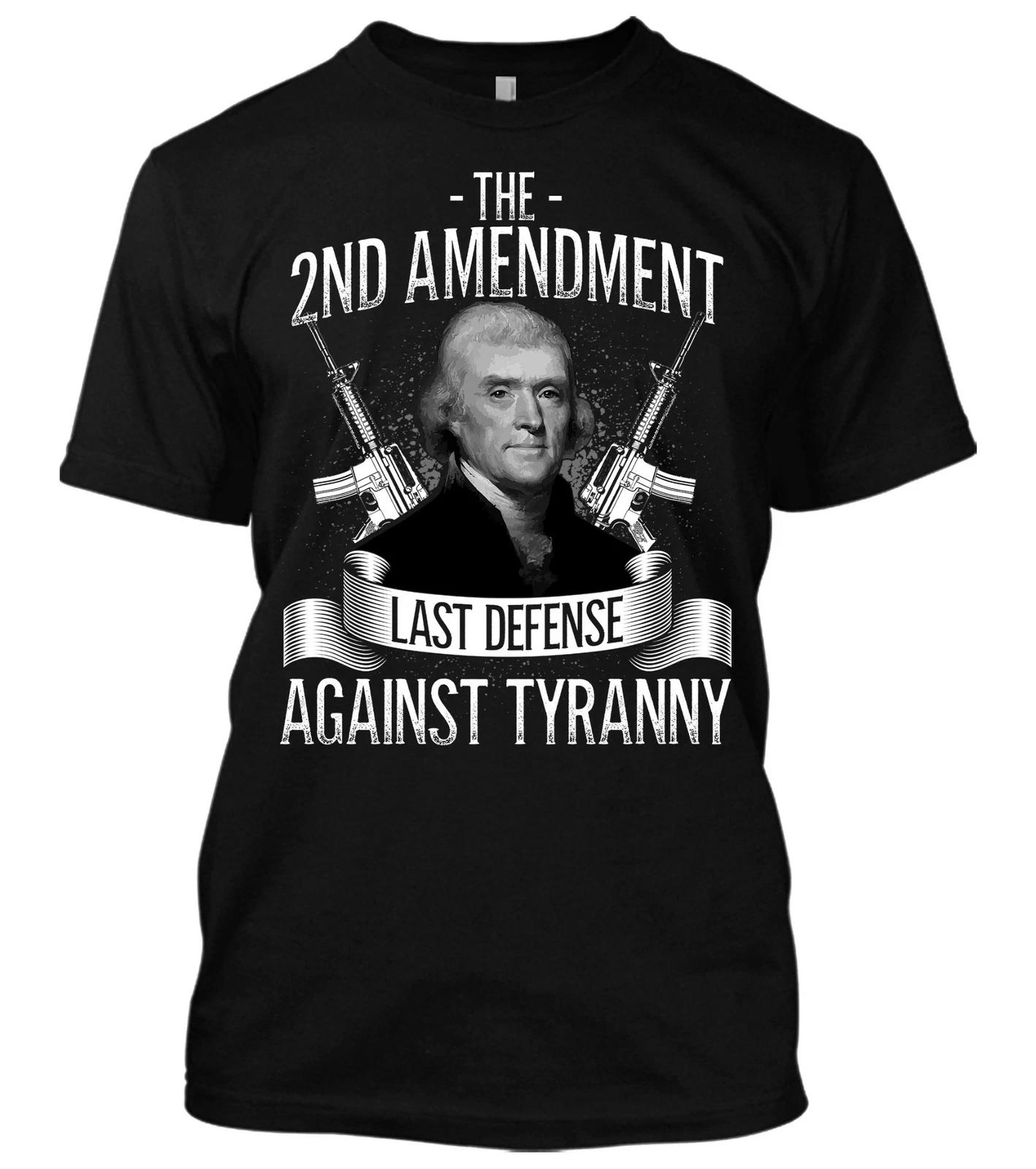 The 2nd Amendment Last Defense Pro-Guns New Men s Shirt Guns Rights USA Flag Tee 2XL