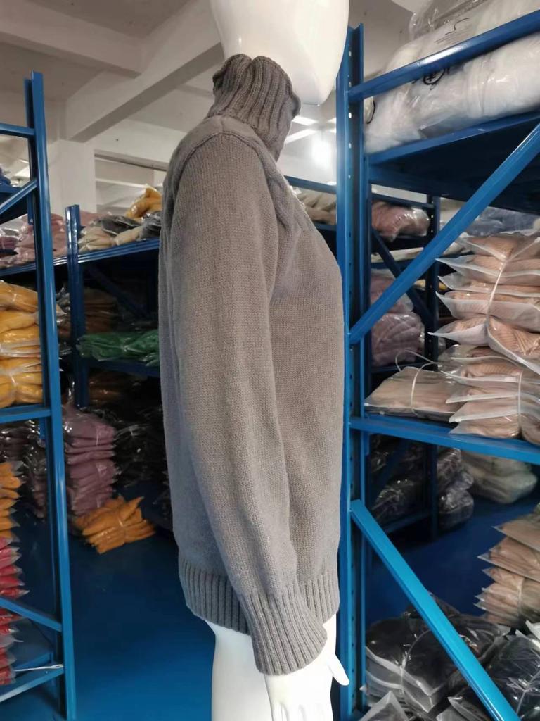 Women's Cable Knit High Neck Long Sleeve Sweater