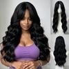 African Womens Matte Silk Wig 8-inch Bangs Water Wave Long Curly Hair Rose Net Cap