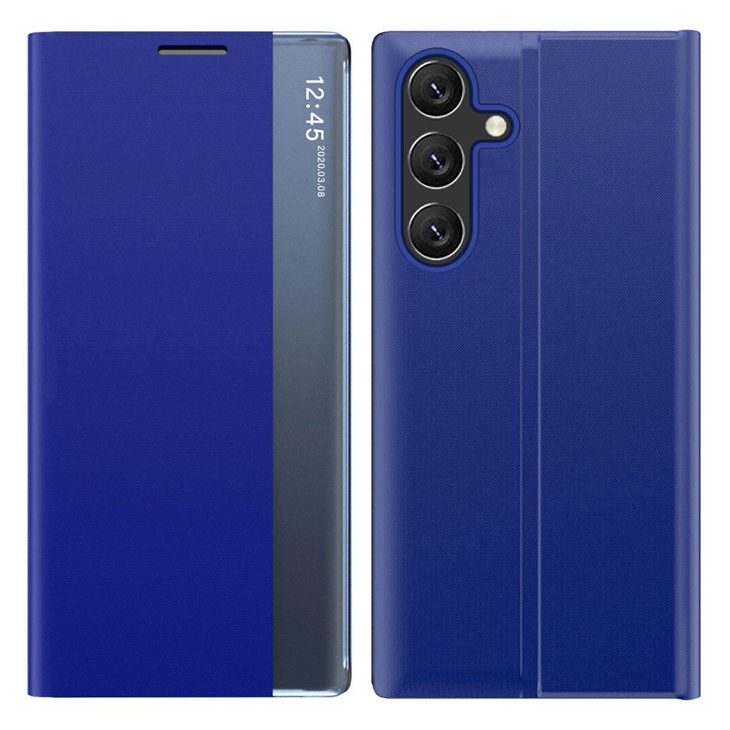 Capa para Samsung Galaxy S26 com Janela de Visualização Resistente a Arranhões em Couro PU com Flip e Suporte