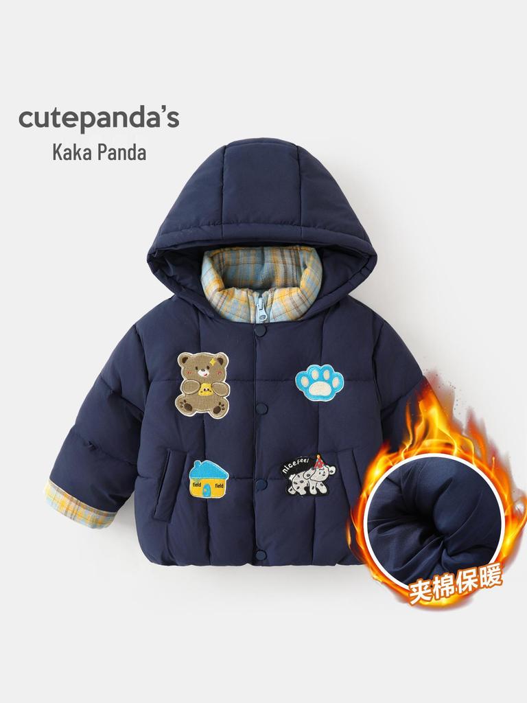 Kaka Panda Kids' Winter Padded Jacket: Warm Cotton Coat for Boys, Girls, and Toddlers (Autumn/Winter)