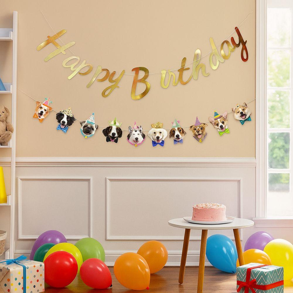 Paper Happy Birthday Banner Cute Animal Animal Birthday Banner Pet Theme Banner  Baby Shower
