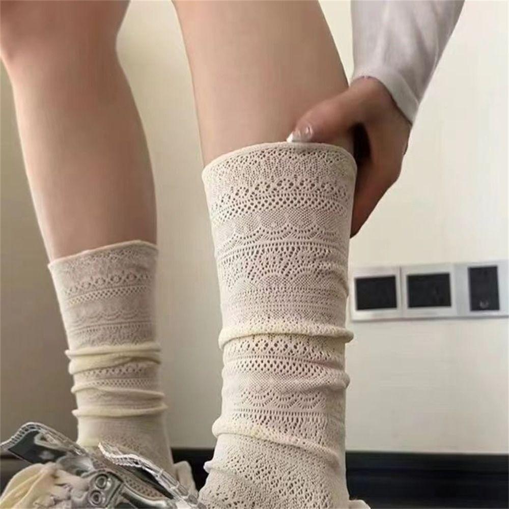 Cotton Lace Socks Hollow-Out Mesh Casual Socks Kawaii Lolita Socks  for Women
