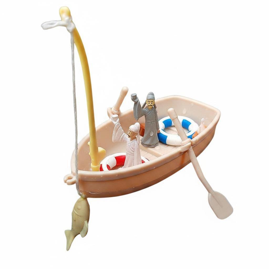 Miniature Floating Boat Mini Fishing Model for Desktop, DIY Enthusiasts