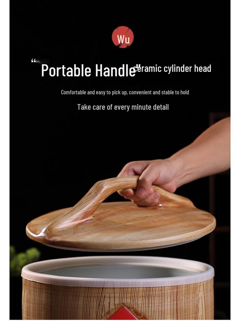 Ceramiczny Słoik na Ryż z Pokrywką Jingdezhen - Pojemność 10/20/30/50 Jin Pojemnik do Przechowywania Mąki