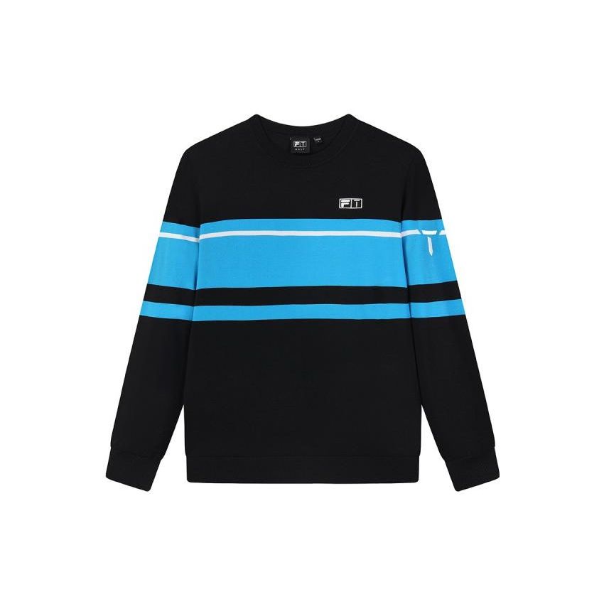 

FILA Color Block Round Neck Long Sleeve Knit Sweater Men sweater Deep-Black A11M145403F-BK L
