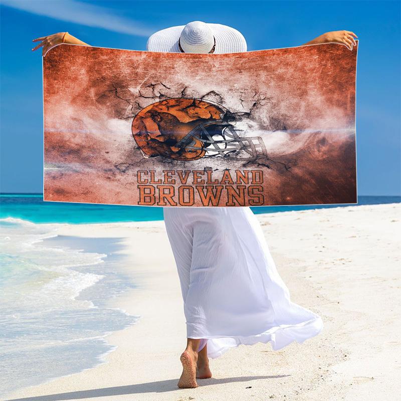 Cleveland Browns Logo Print Beach Towel, Large Soft Quick Dry Towel for Beach Camping Swimming