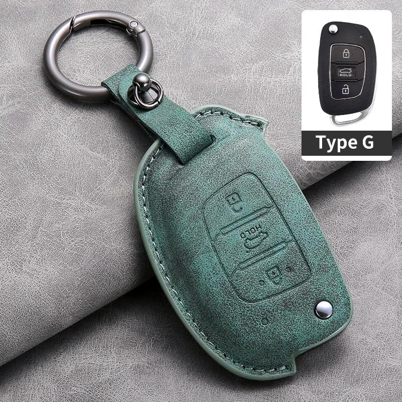 Leather Car Flip Key Case Cover for Hyundai Grand I10 2023 I20 I30 IX35 IX45 HB20 Elantra Solaris Sonata Santa Fe Sport Tucson