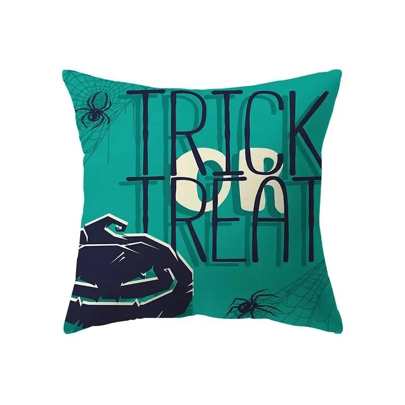 Halloween Theme Pillow Cover Car Office Living Room Sofa Halloween Pumpkin Lantern Decoration Pillow Cover