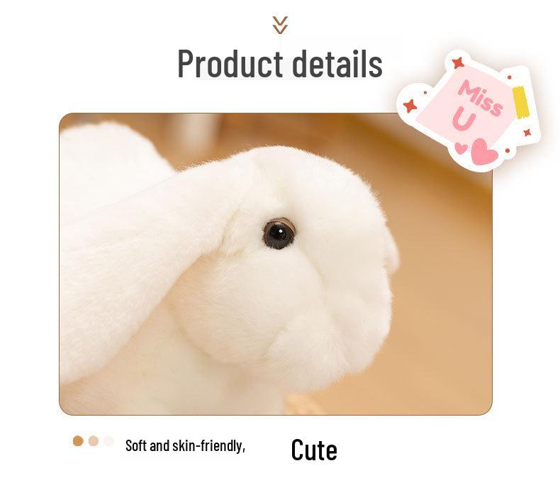 Easter Plush Toy: White Rabbit In Crawling Pose - Children's Gift