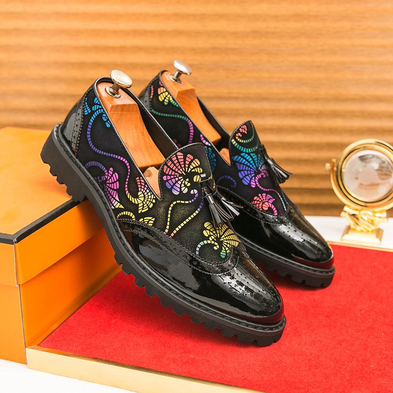 

Мужские деловые туфли на толстой подошве, повседневные, удобные, дышащие, модные туфли с острым носком и кисточками, обувь для путешествий, размеры 38-46 46 чёрный