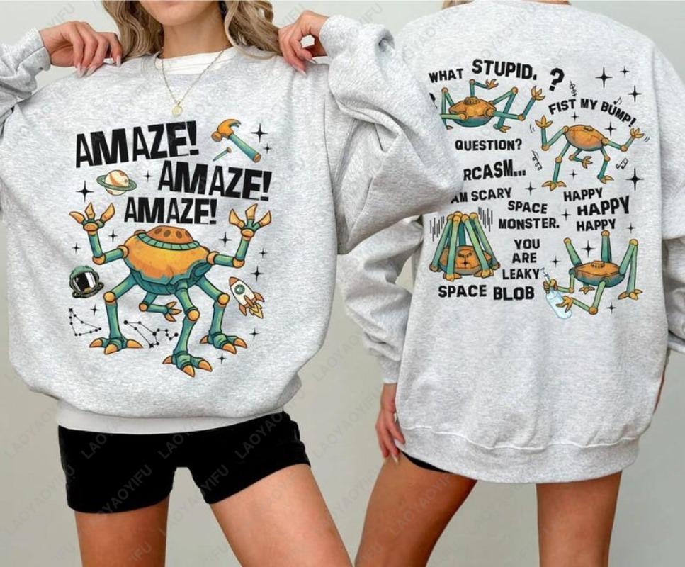 Funny Amaze Amaze Amaze Round-neck Sweatshirt Hail Mary Book Sweatshirt Retro Alien Long Sleeve Sci Fi Lovers Gift Funny Shirt