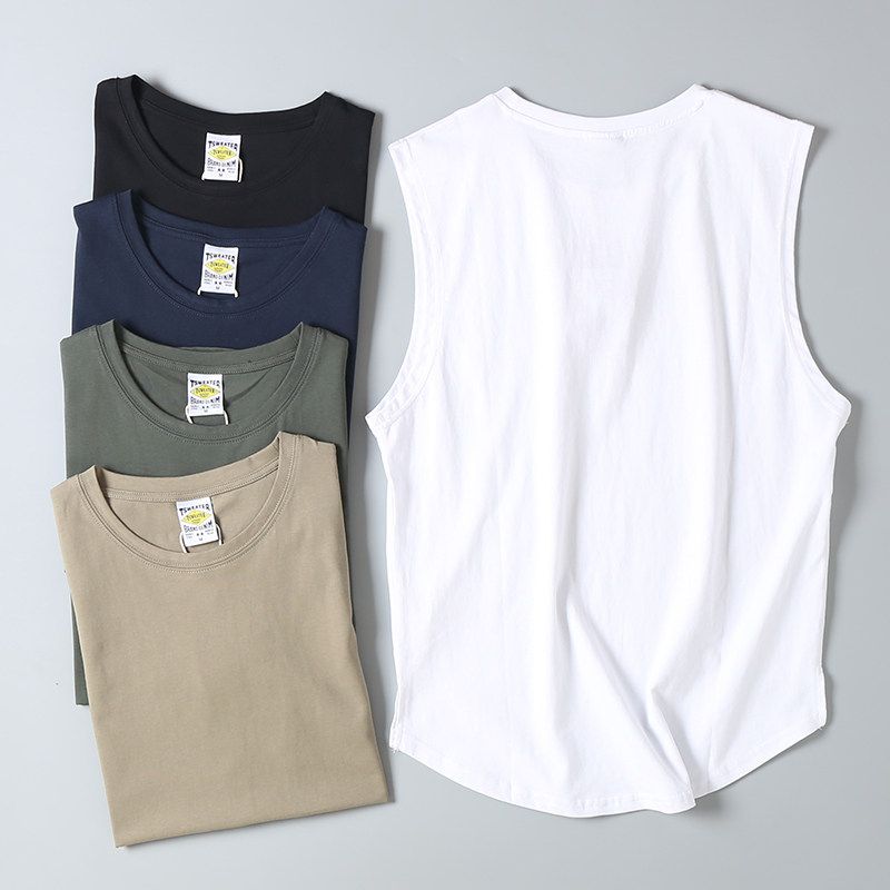 Export Tail Summer Cotton Wide Shoulder Vest Men Fashion Brand All-Matching Loose Waistcoat Athleisure Sleeveless T-shirt