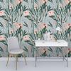 Boho Pink Floral Peel and Stick Wallpaper Self Adhesive Wallpaper Green Leaf Removable Contact Paper for Bathroom Kitchen
