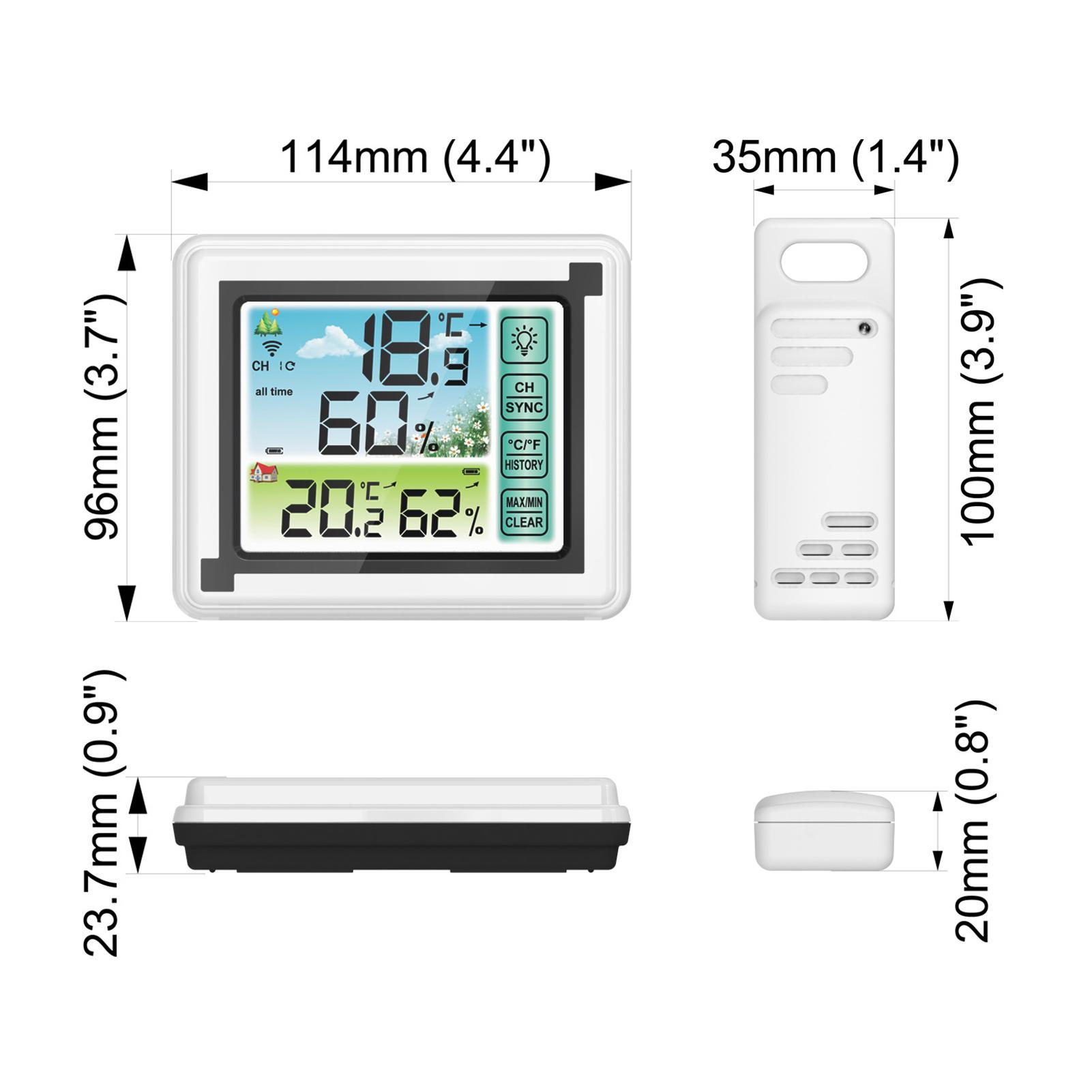 Indoor Outdoor Wireless Thermohygrometer Temperature Humidity Monitoring Weather Clock Digital Hygrometer Plastic