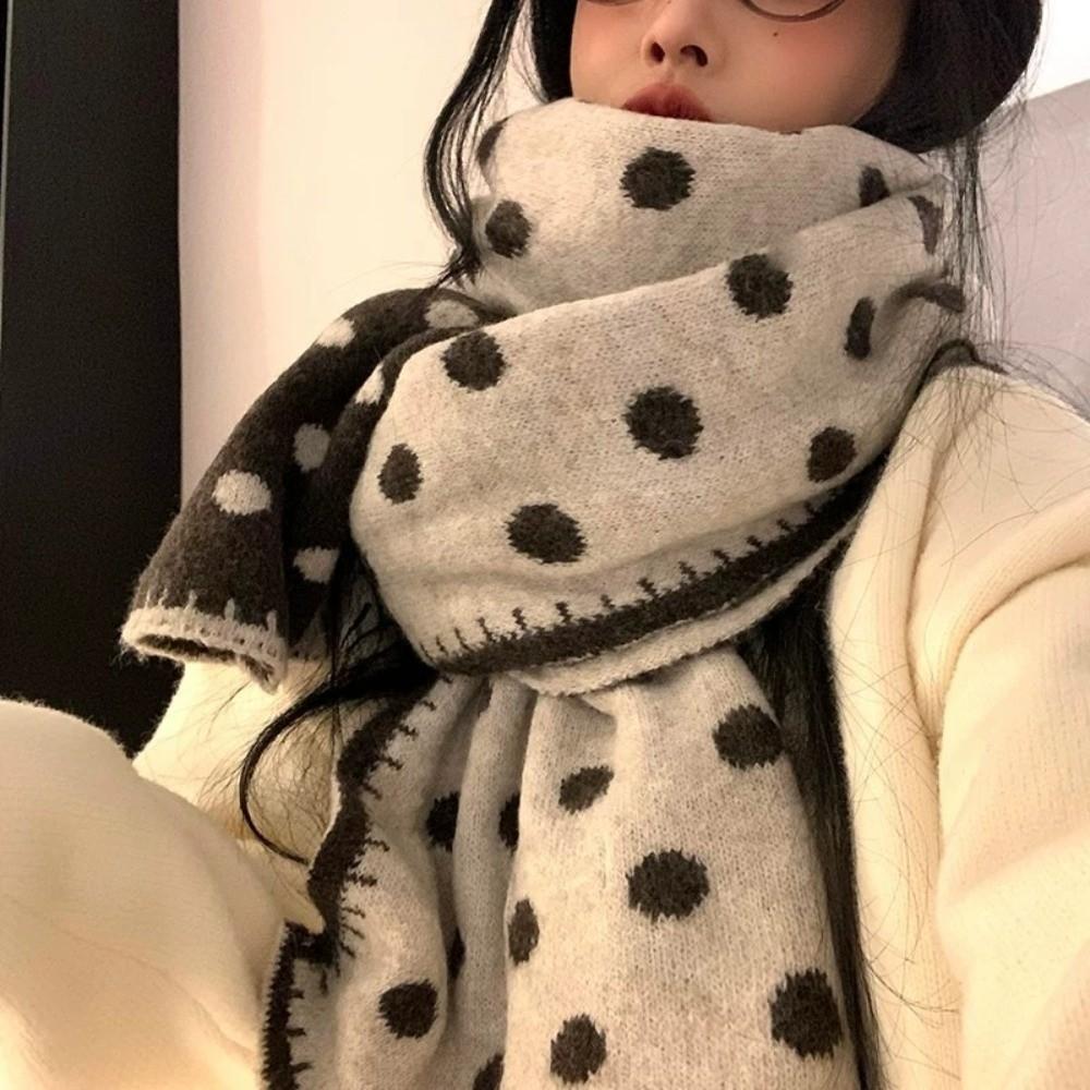 Dot Pattern Knitted Scarf Korean Style Polka Dot Scarf Fashion Women's Scarf Winter