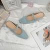 Baotou cool slippers women's summer outer wear wrinkles inner height increase thick-soled Muller shoes women's small thick-soled height increase singl