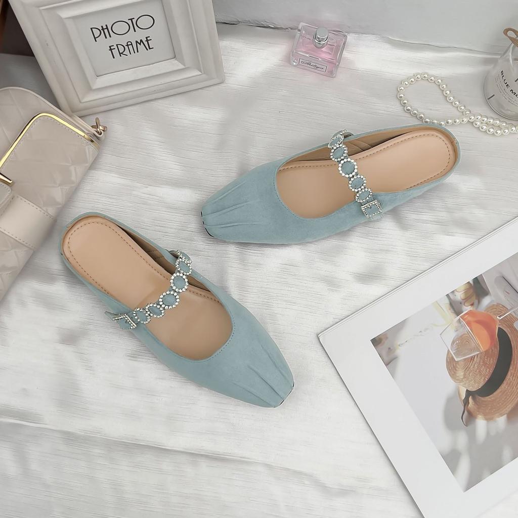 Baotou cool slippers women's summer outer wear wrinkles inner height increase thick-soled Muller shoes women's small thick-soled height increase singl